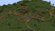 A player-made village using jigsaw blocks (Image via u/Gurkenkoenighd/Reddit)